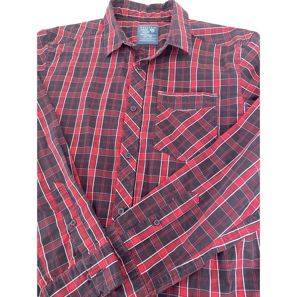 Mountain Hardwear Mens's M Red Black White Plaid Button Down Long Sleeve Shirt